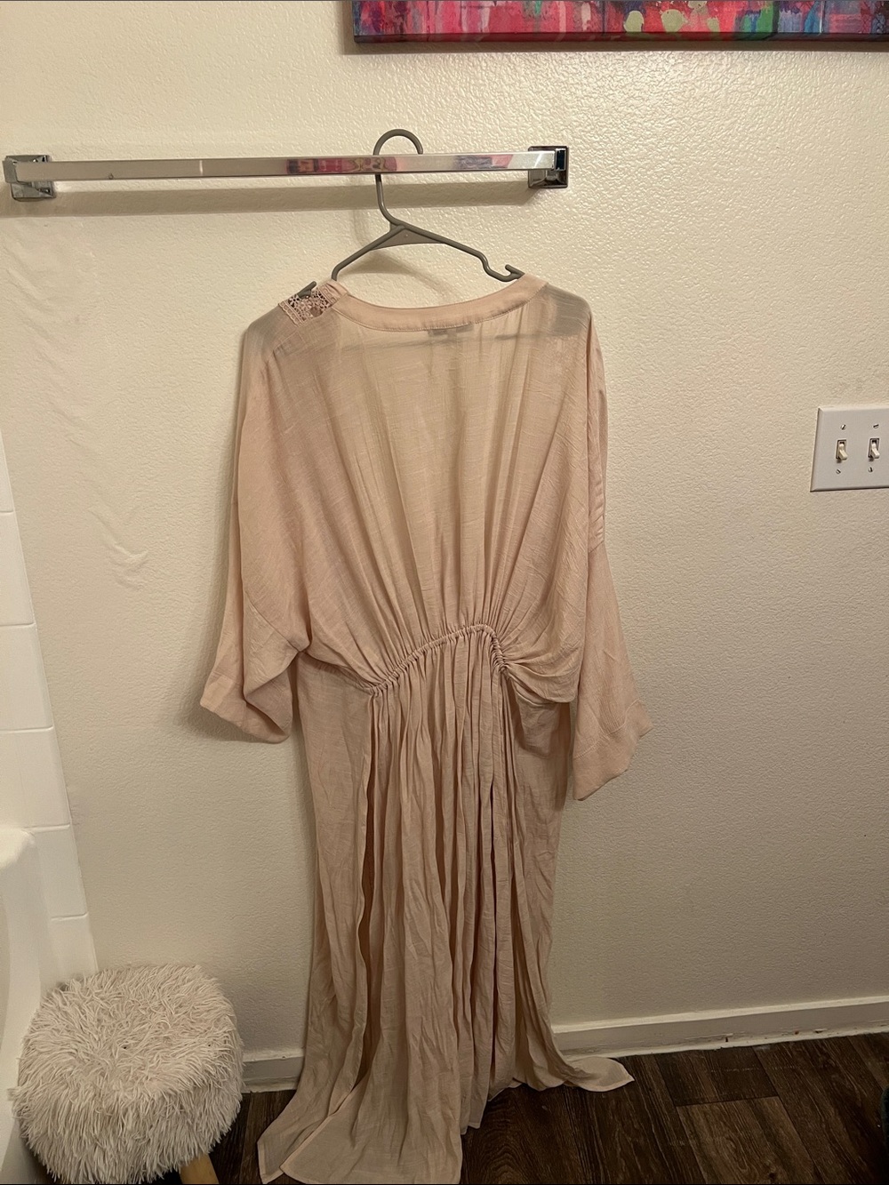 Love Tree Blush Beige Maxi Dress with Gathered Waist